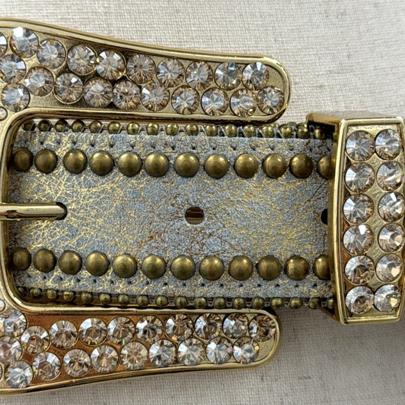 B.B.Simon Swarovski Crystal Gold Western Cowboy Belt - XL - Picture 10 of 16